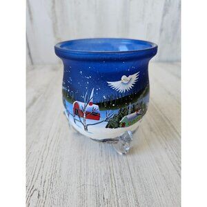 Peace Dove candle glass holder Xmas scene buildings unique barn‎ church